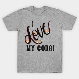 I Love My Corgi Design T-Shirt